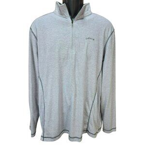 Orvis Mens Large Gray 1/4 Zip Pullover Pullover Shirt